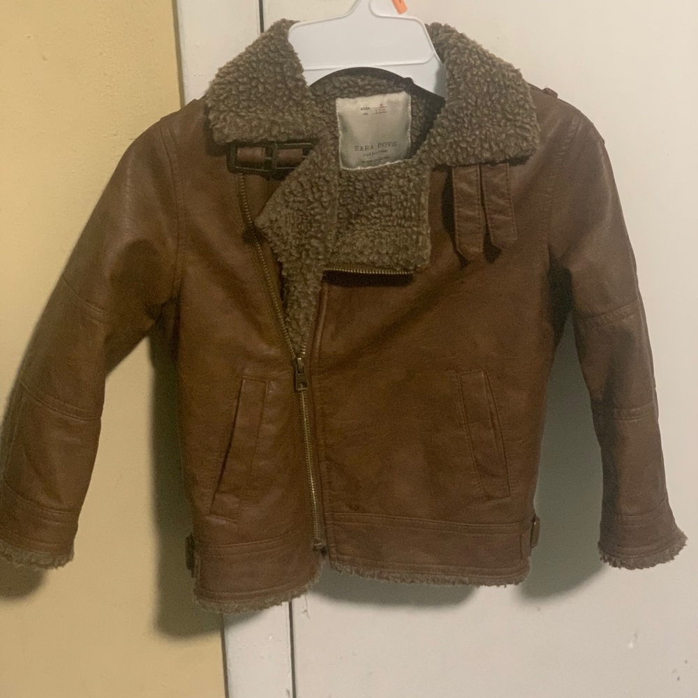 Zara toddler boy leather jacket